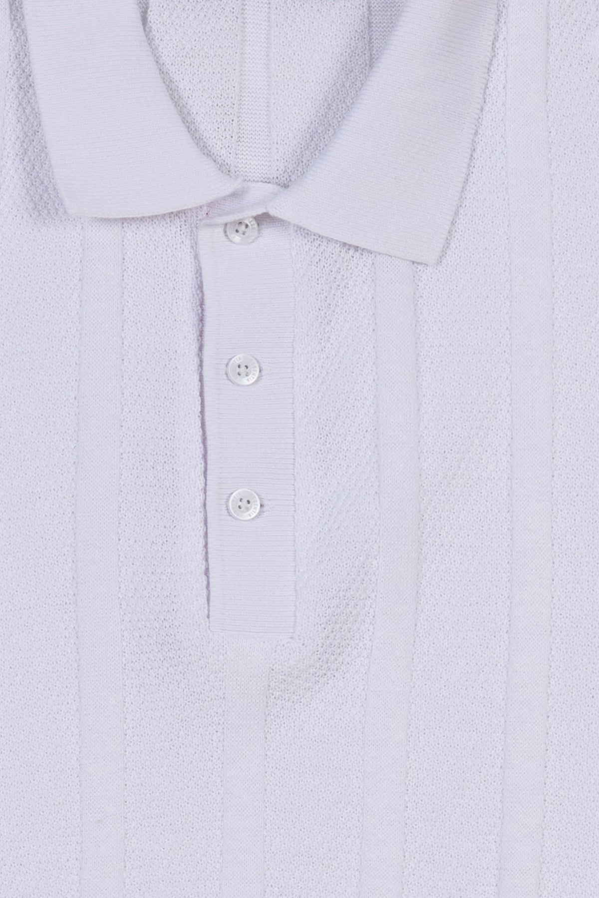 White Men's Textured Polo Shirt