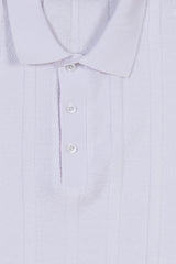 White Men's Textured Polo Shirt