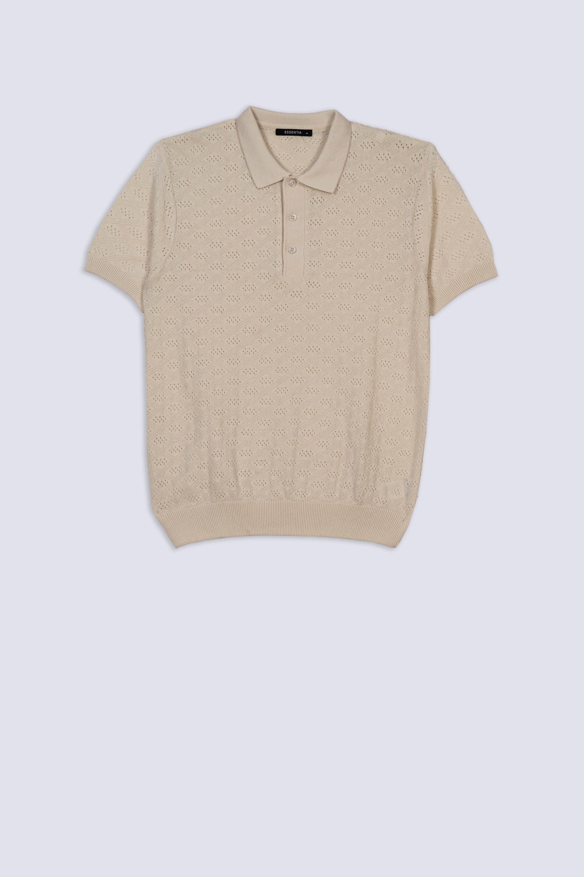 Men's Crochet Knit Polo Shirt