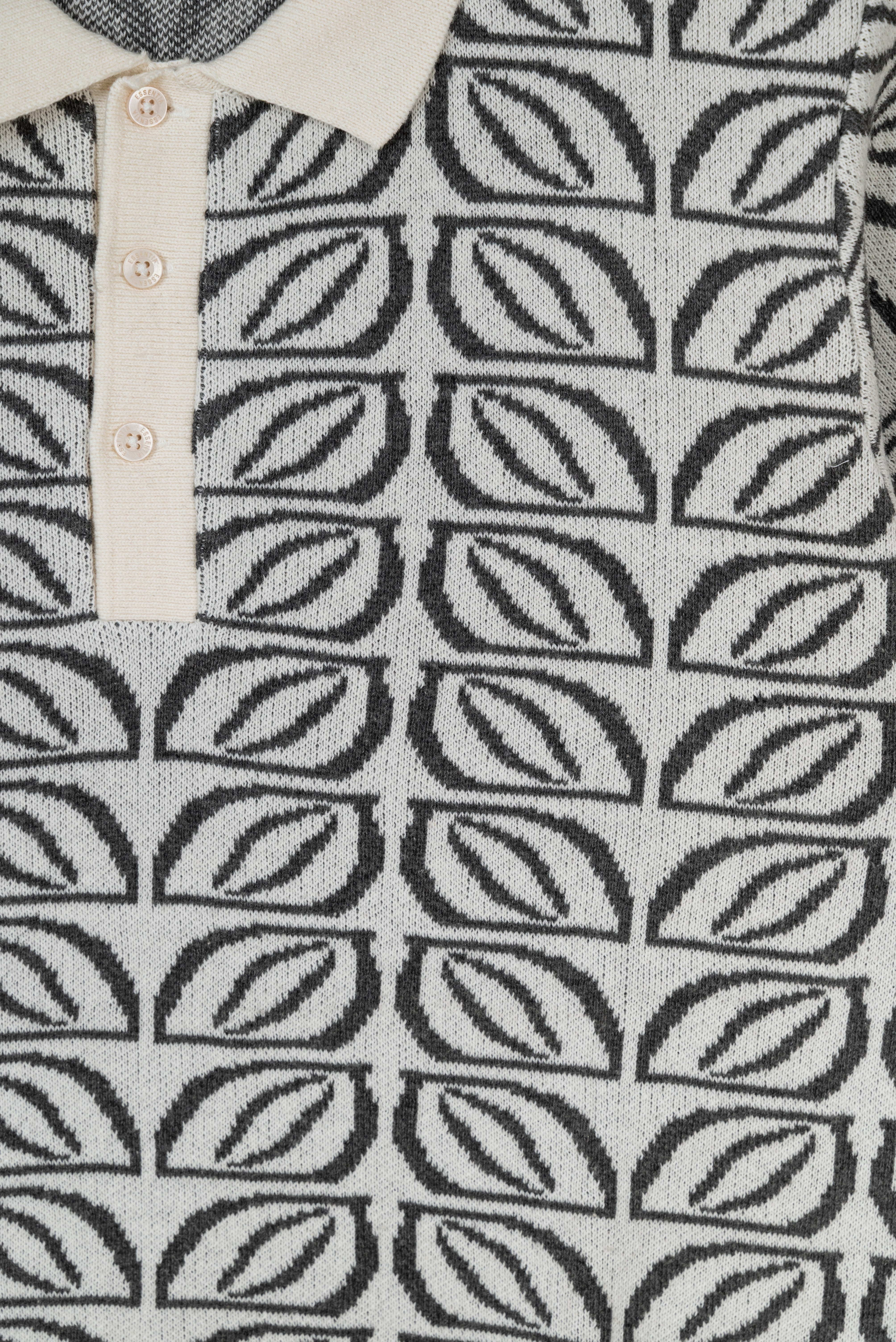 Monochrome Botanical Knitted Polo