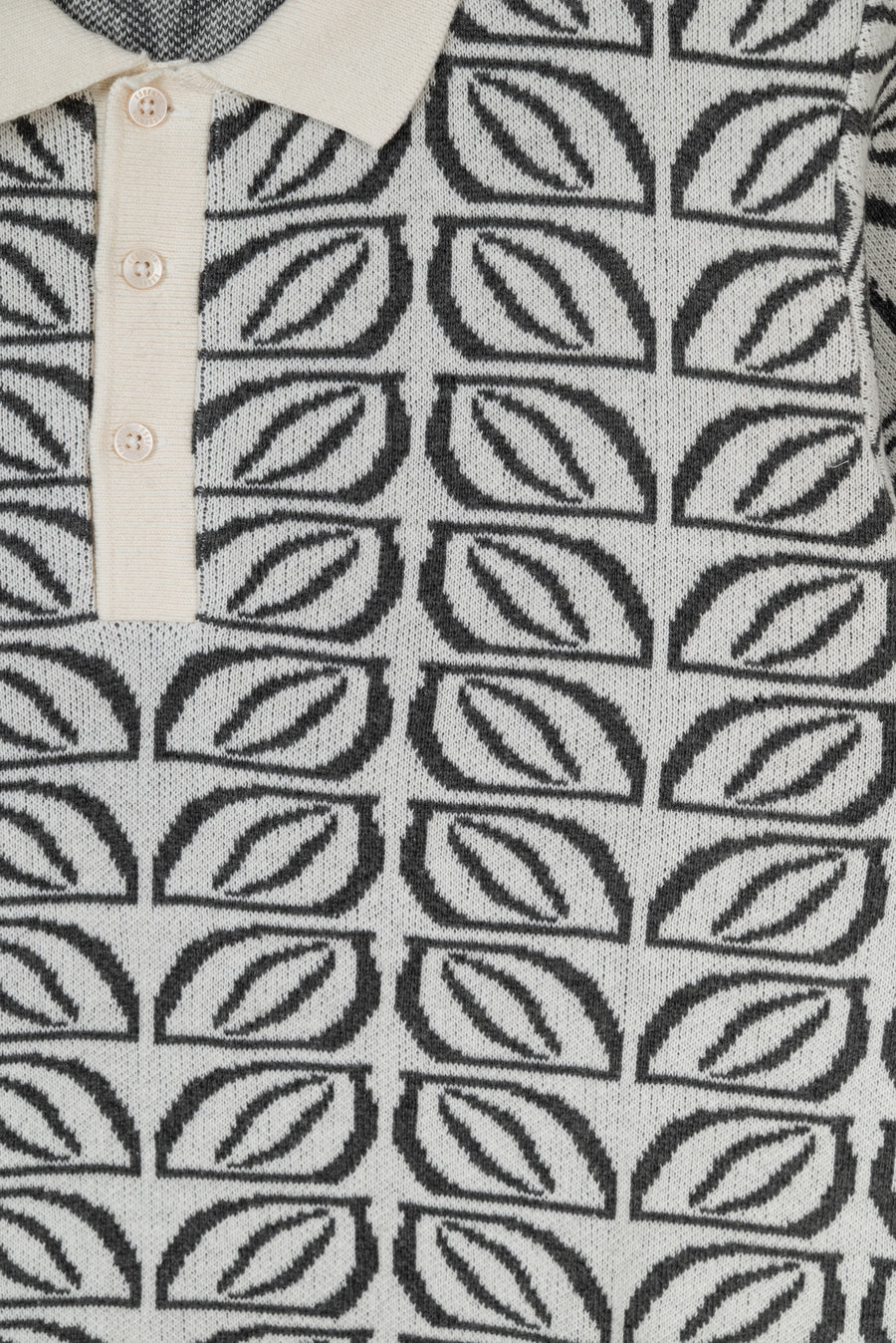 Monochrome Botanical Knitted Polo