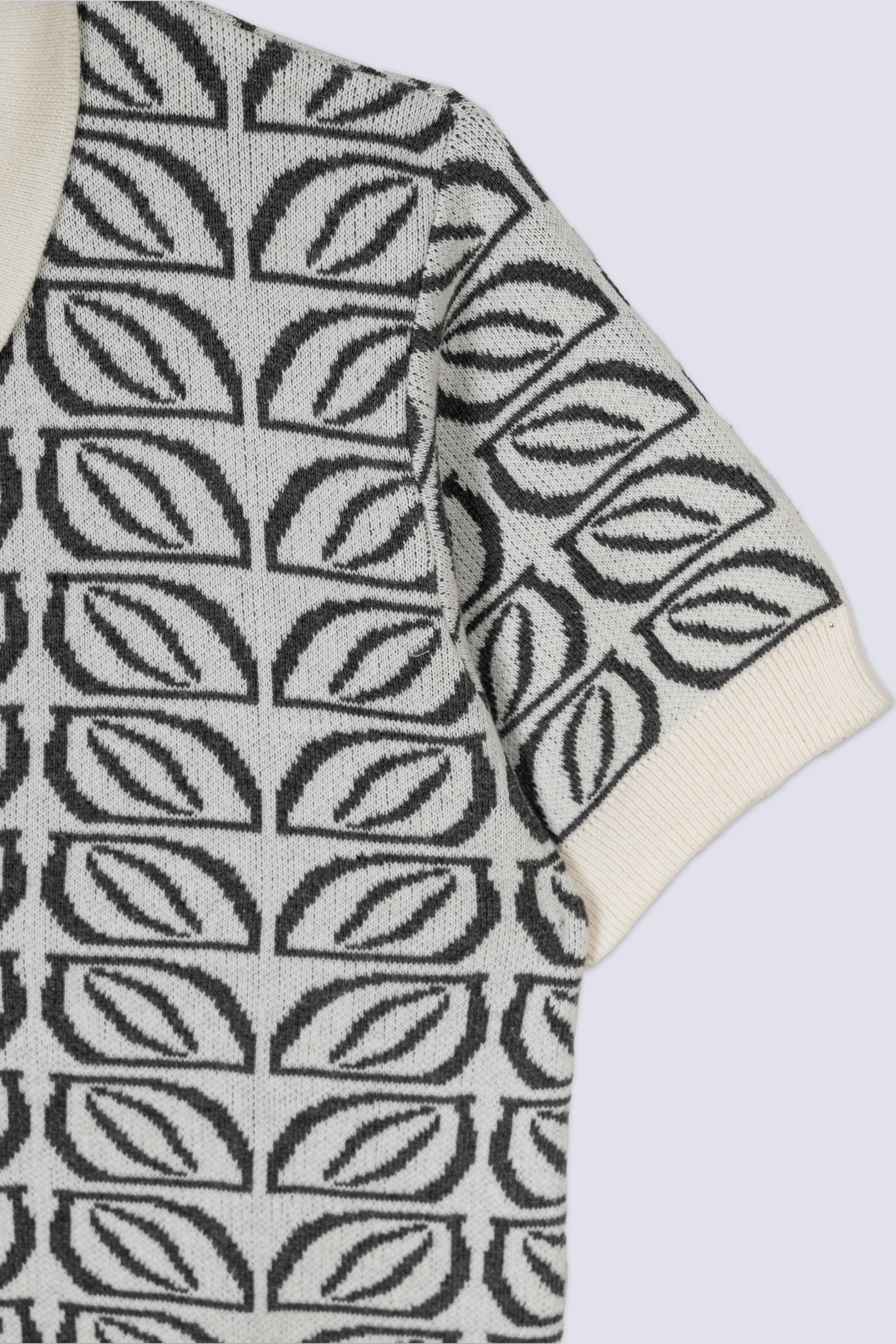 Monochrome Botanical Knitted Polo