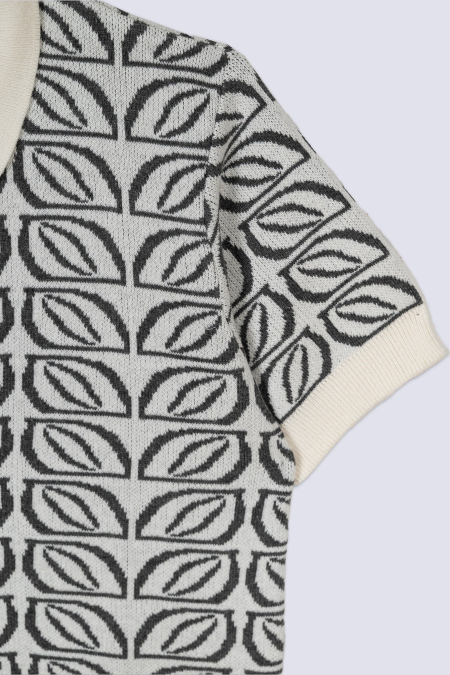 Monochrome Botanical Knitted Polo