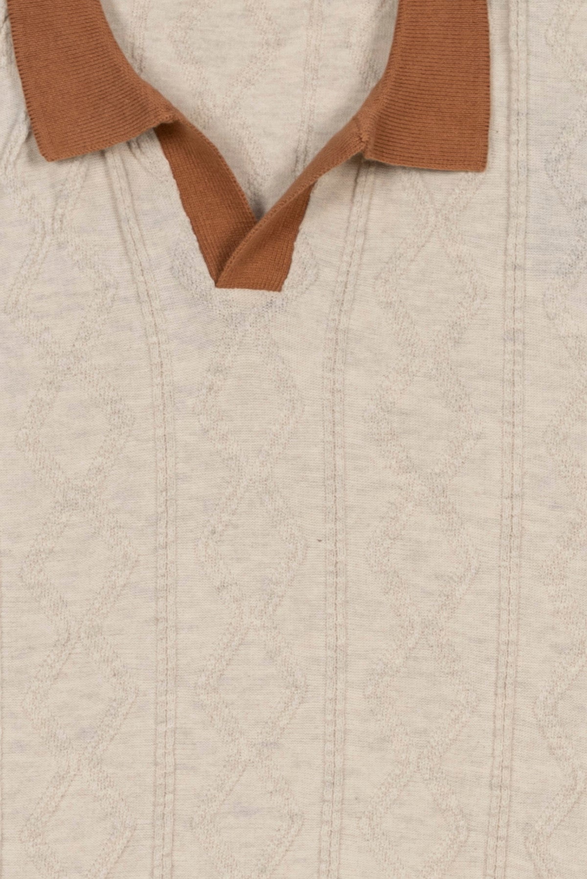 Contrast Collar Cable Men's Knit Polo