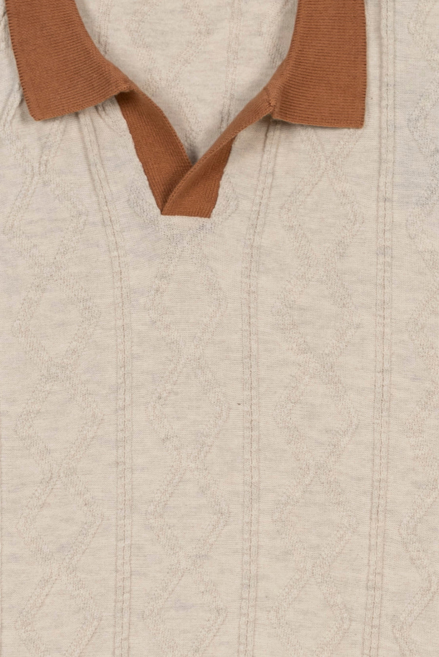 Contrast Collar Cable Men's Knit Polo