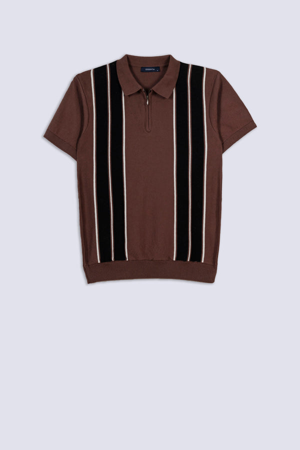 Regal Stripe Zip Men's Polo