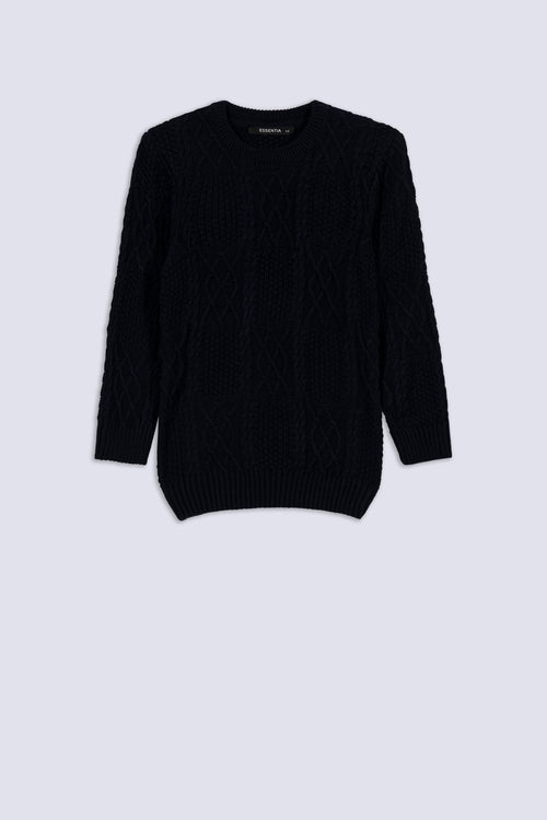 Boys’ Navy Cable-Knit Sweater