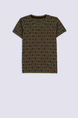Olive Printed Boy's T-Shirt