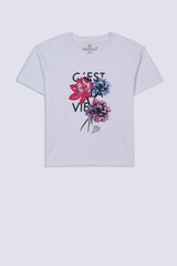 White Floral Ladies T-Shirt