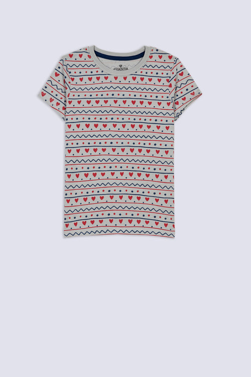 Heart Printed Girl's T-Shirt