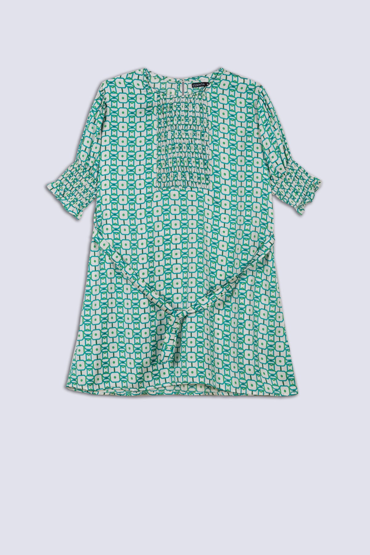White & Green Print Ladies Top
