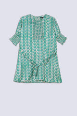 White & Green Print Ladies Top