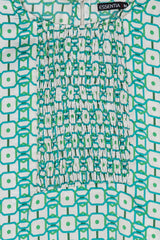 White & Green Print Ladies Top