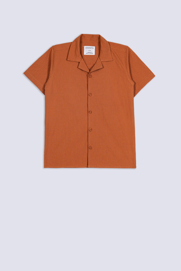 Boy's Textured Cuban Collar Shirt