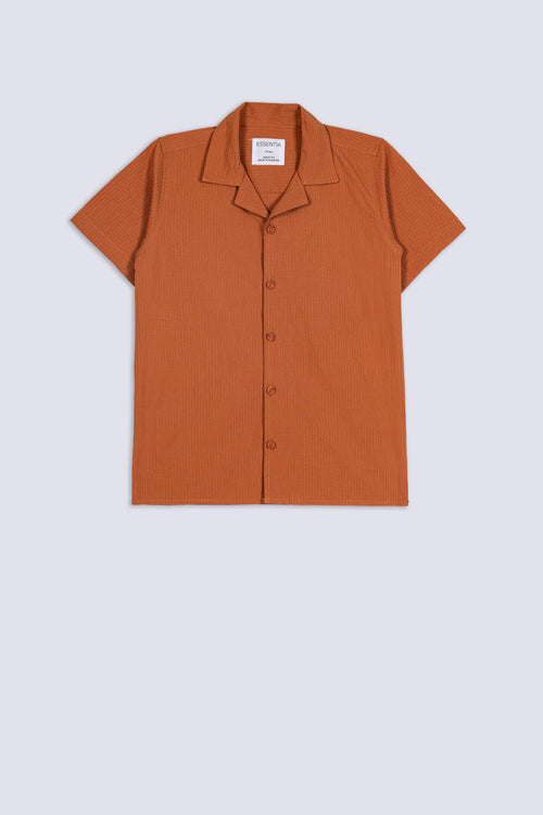 Boy's Textured Cuban Collar Shirt