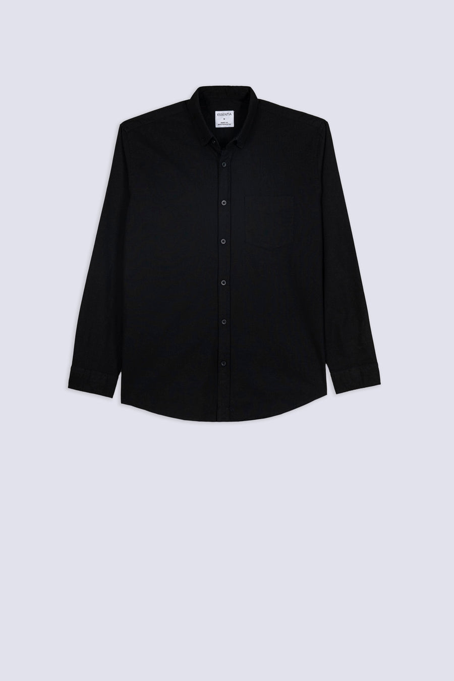 Men's Black Linen Button-Down Shirt