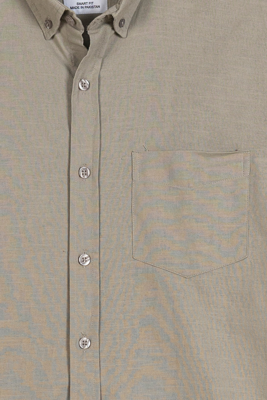 Men's Beige Linen Button-Down Shirt