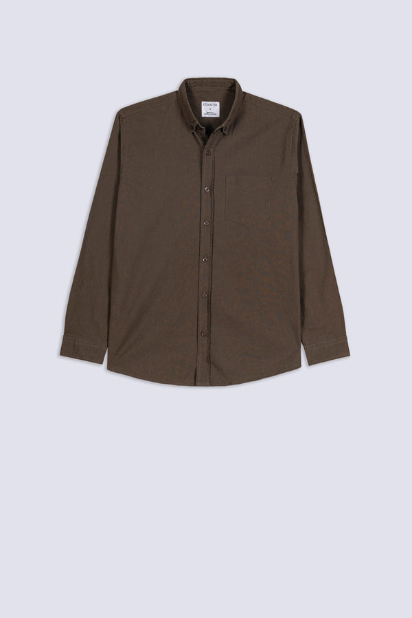 Men's Caramel Brown Linen Button-Down Shirt