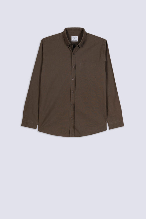 Men's Caramel Brown Linen Button-Down Shirt