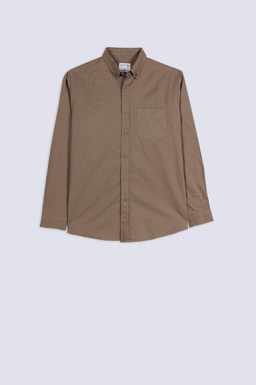 Men's Light Brown Linen Button-Down Shirt