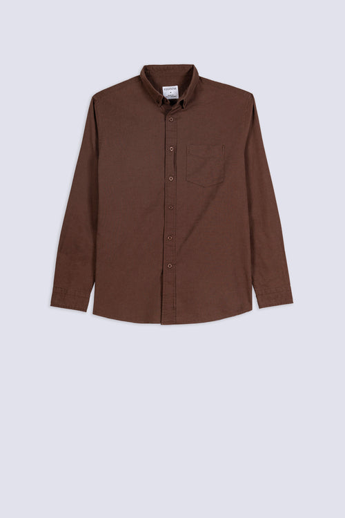 Men's Choclate Linen Button-Down Shirt