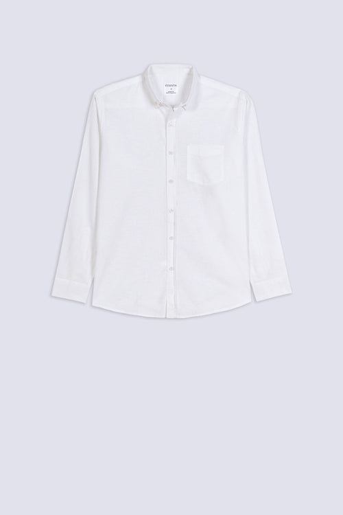 Men's White Linen Button-Down Shirt