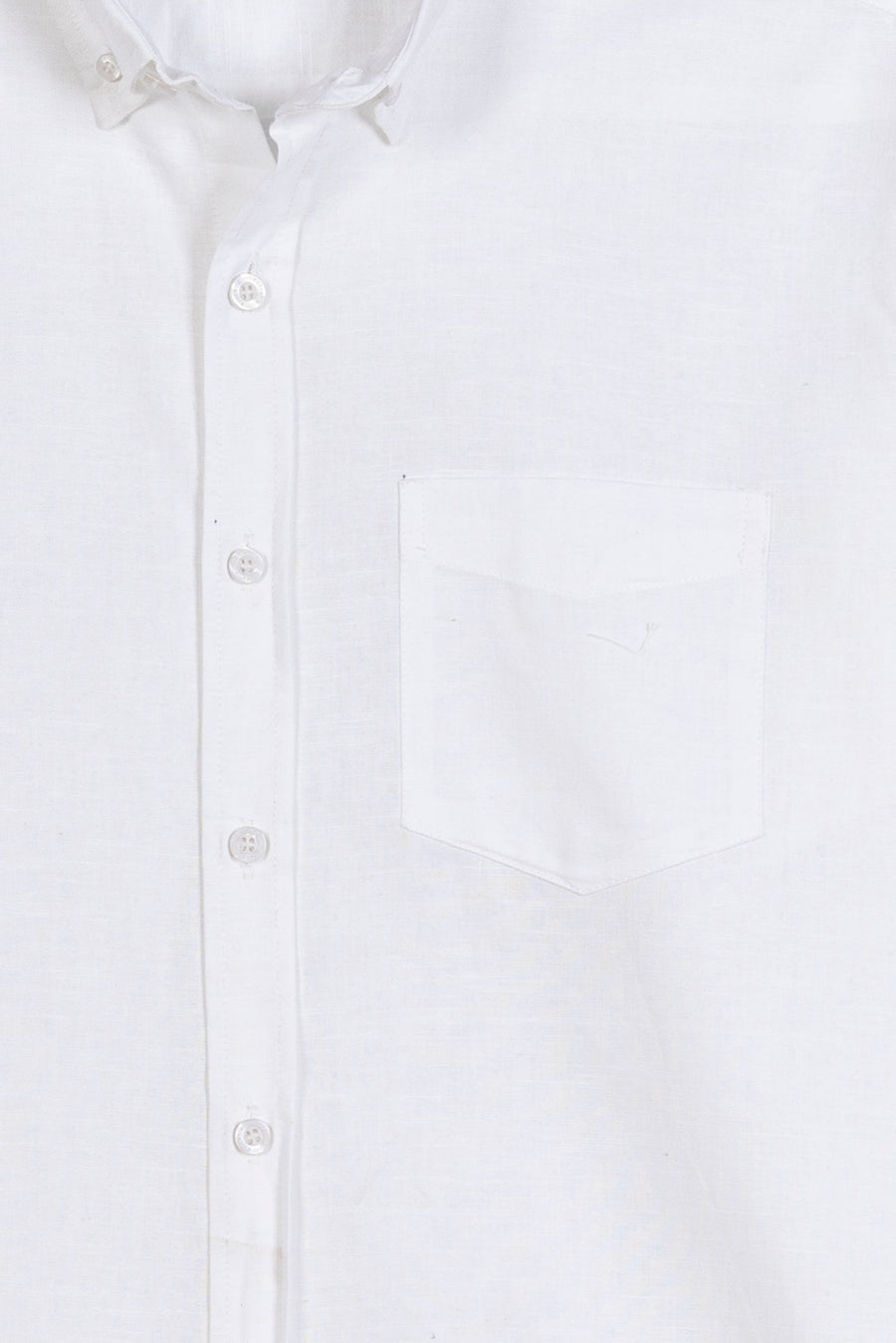 Men's White Linen Button-Down Shirt