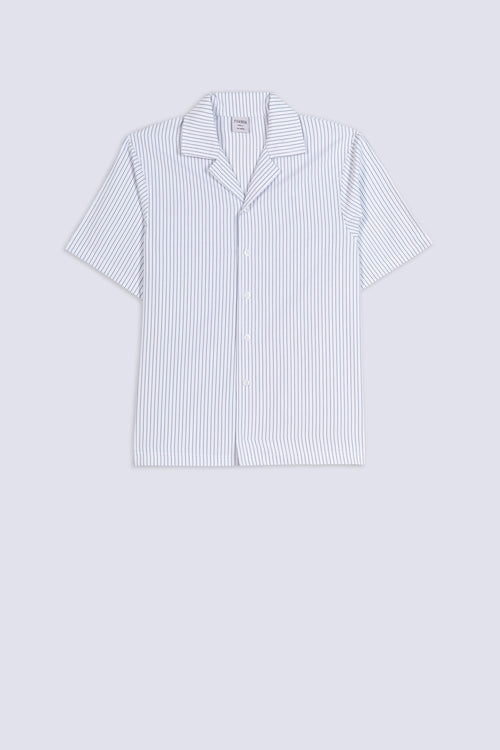 Men's Pinstripe Camp Collar Shirt
