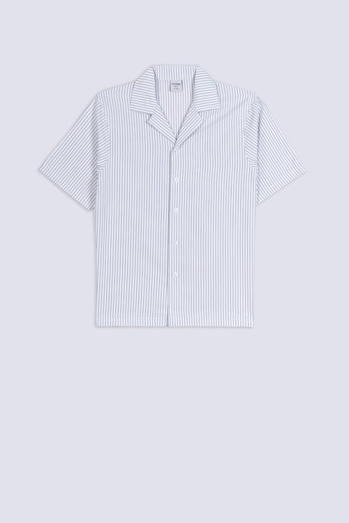 Men's Pinstripe Camp Collar Shirt