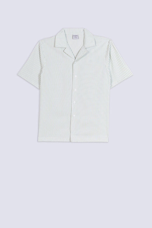 Men's Pinstripe Camp Collar Shirt