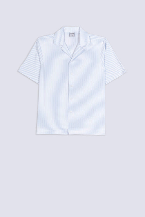 Men's Pinstripe Camp Collar Shirt
