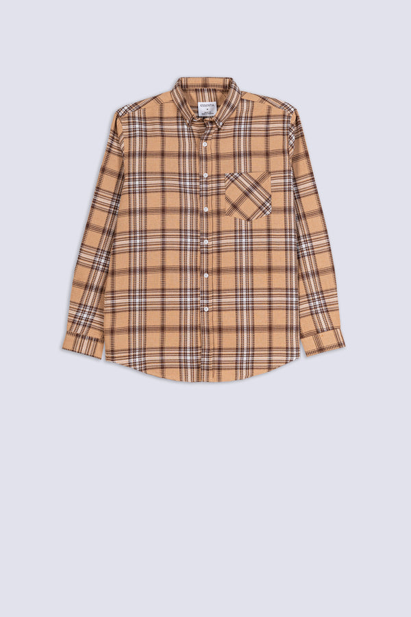 Men's Beige Check Casual Shirt