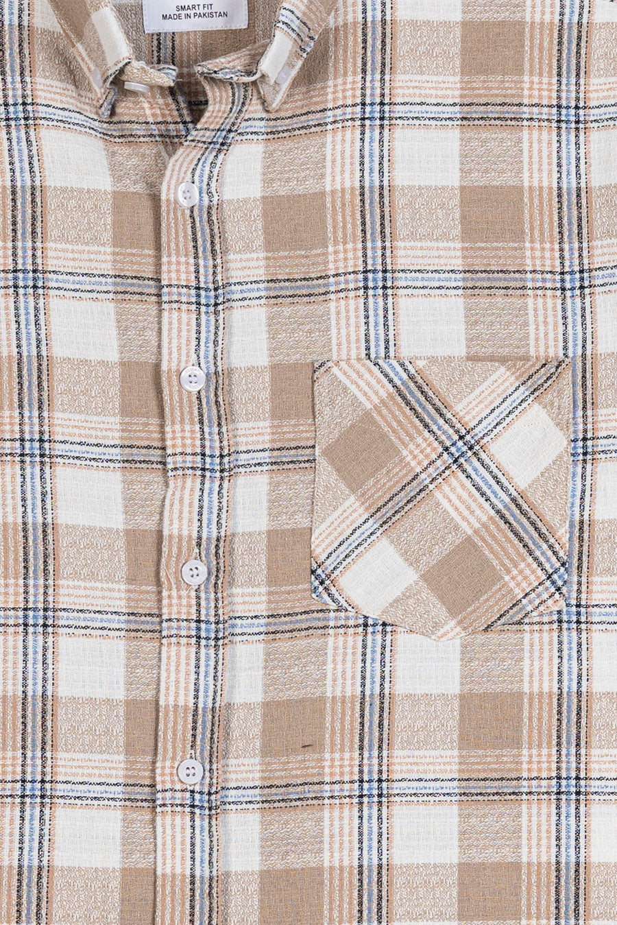 Men's Beige Grid Casual Shirt