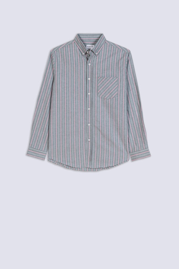 Men's Striped Oxford Casual Shirt