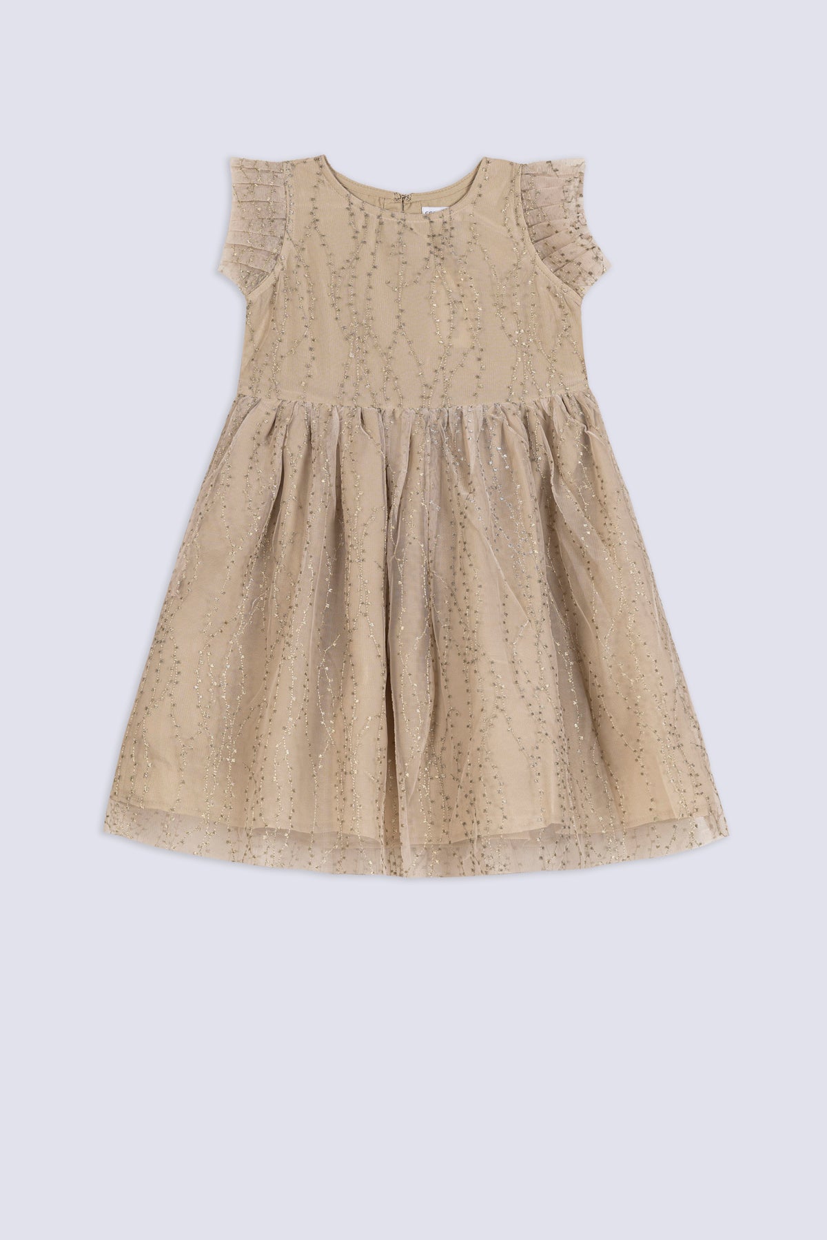 Girl's Shimmer Stripe Net Frock
