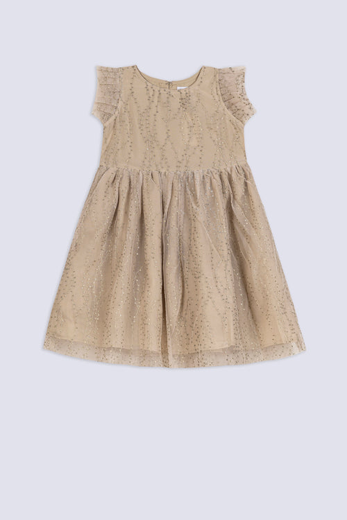 Girl's Shimmer Stripe Net Frock