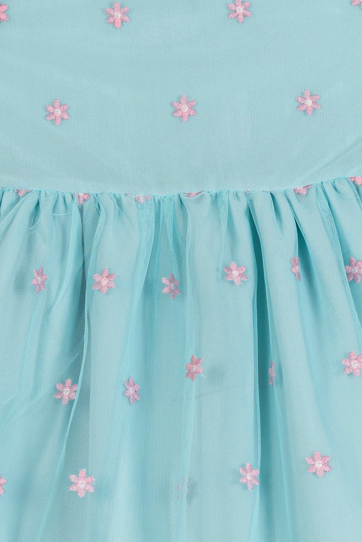 Girl's Aqua Daisy Net Dress