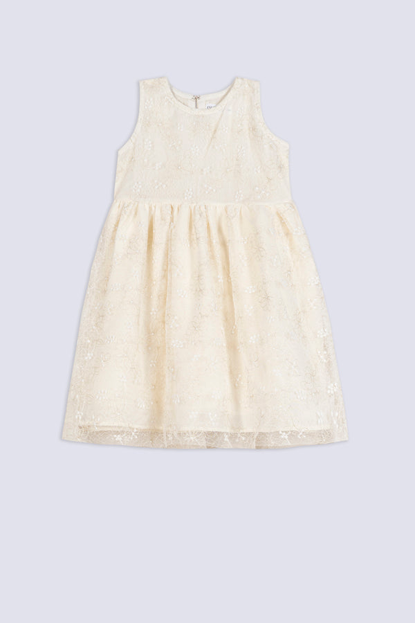 Girl's Cream Blossom Party Frock