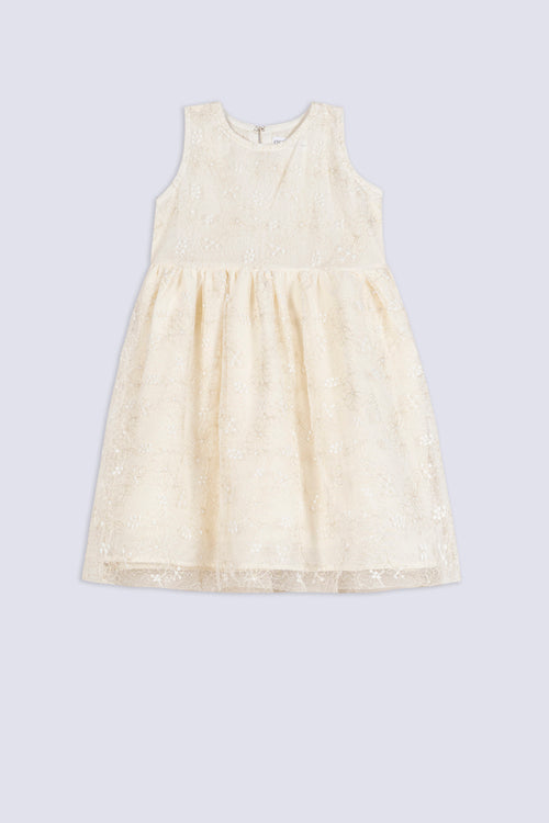 Girl's Cream Blossom Party Frock