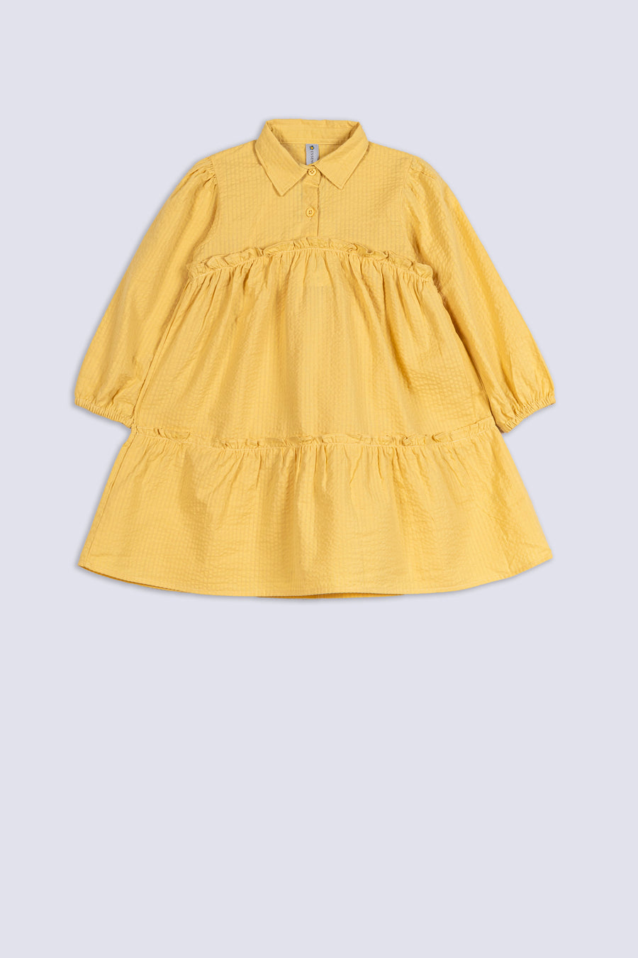 Girl's Yellow Textured Tiered Top