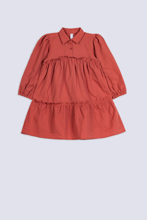 Girl's Rust Textured Tiered Top