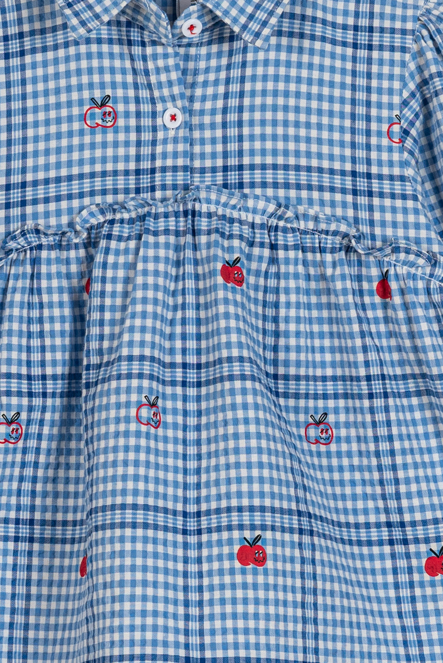 Girl's Blue Gingham Ruffle Frock