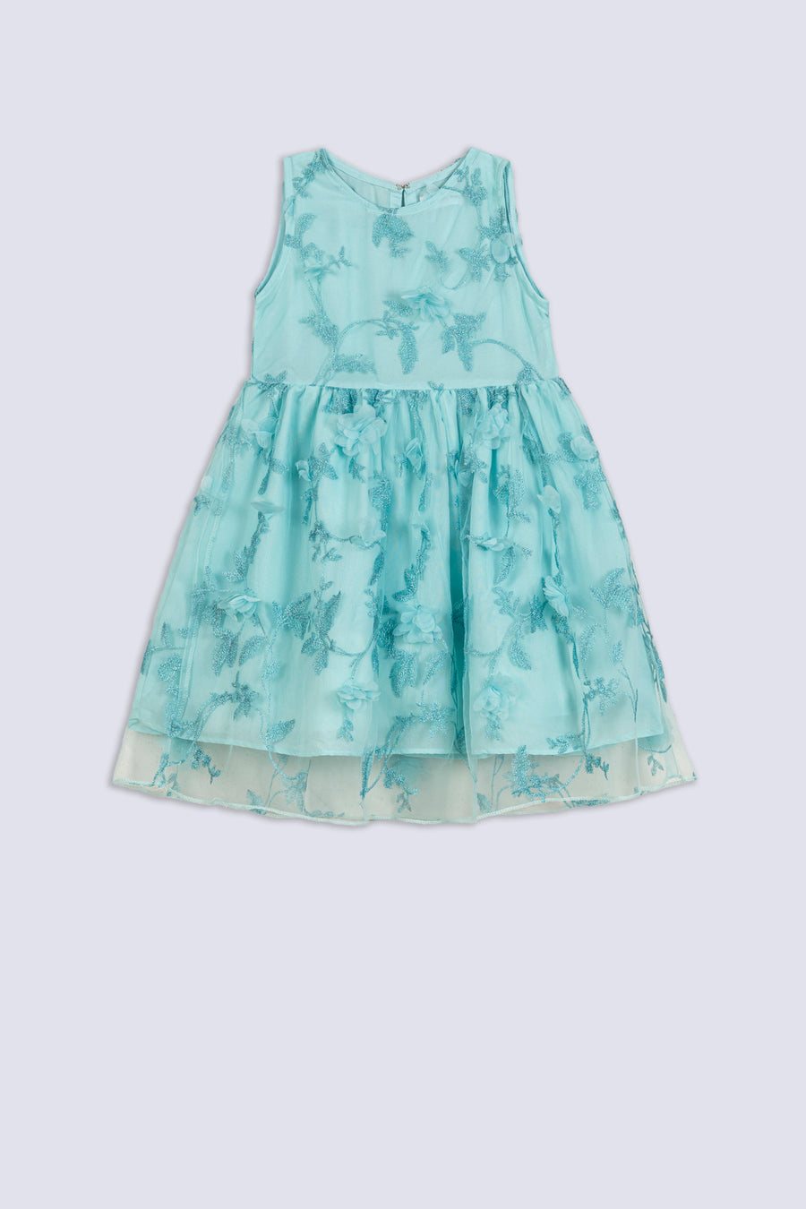 Girl's Navy Glitter Floral Party Dress