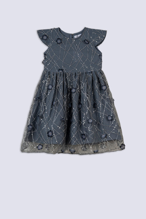 Girl's Starlit Lattice Frock