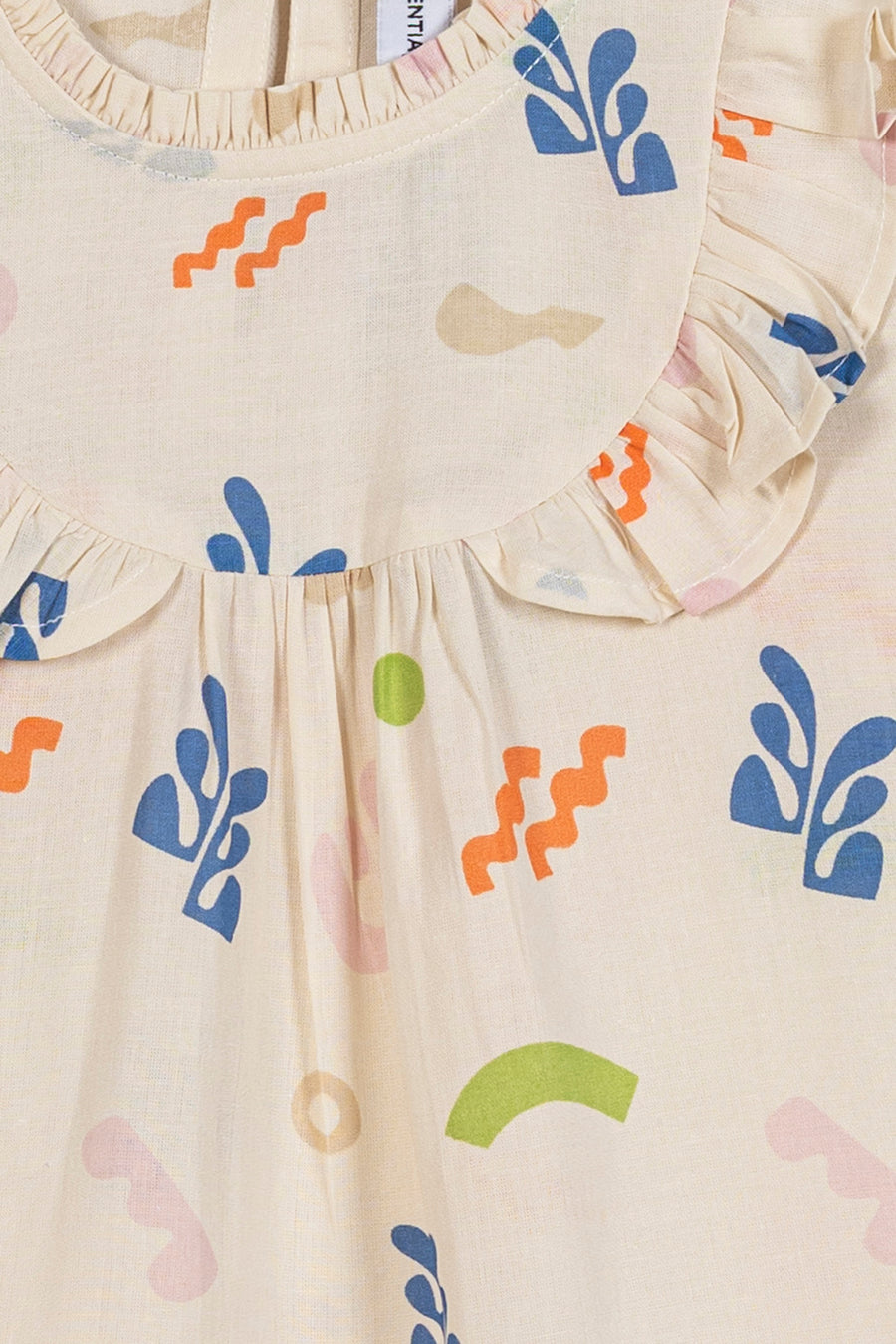 Girl's Abstract Print Ruffle Top