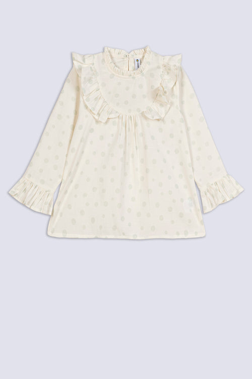 Girl's Polka Dot Ruffle Top