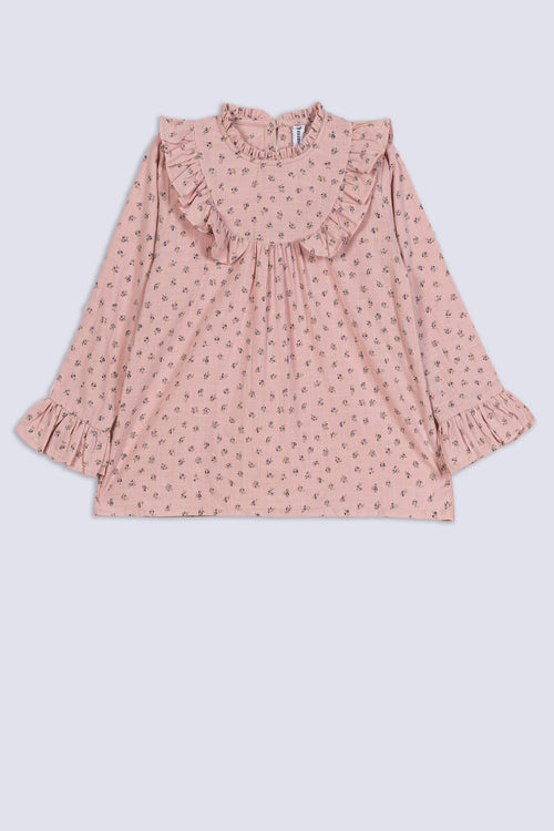 Girl's Ditsy Floral Ruffle Top