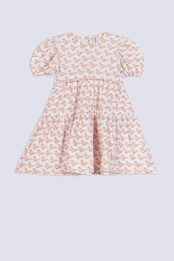 Girls Floral Print Tiered Top