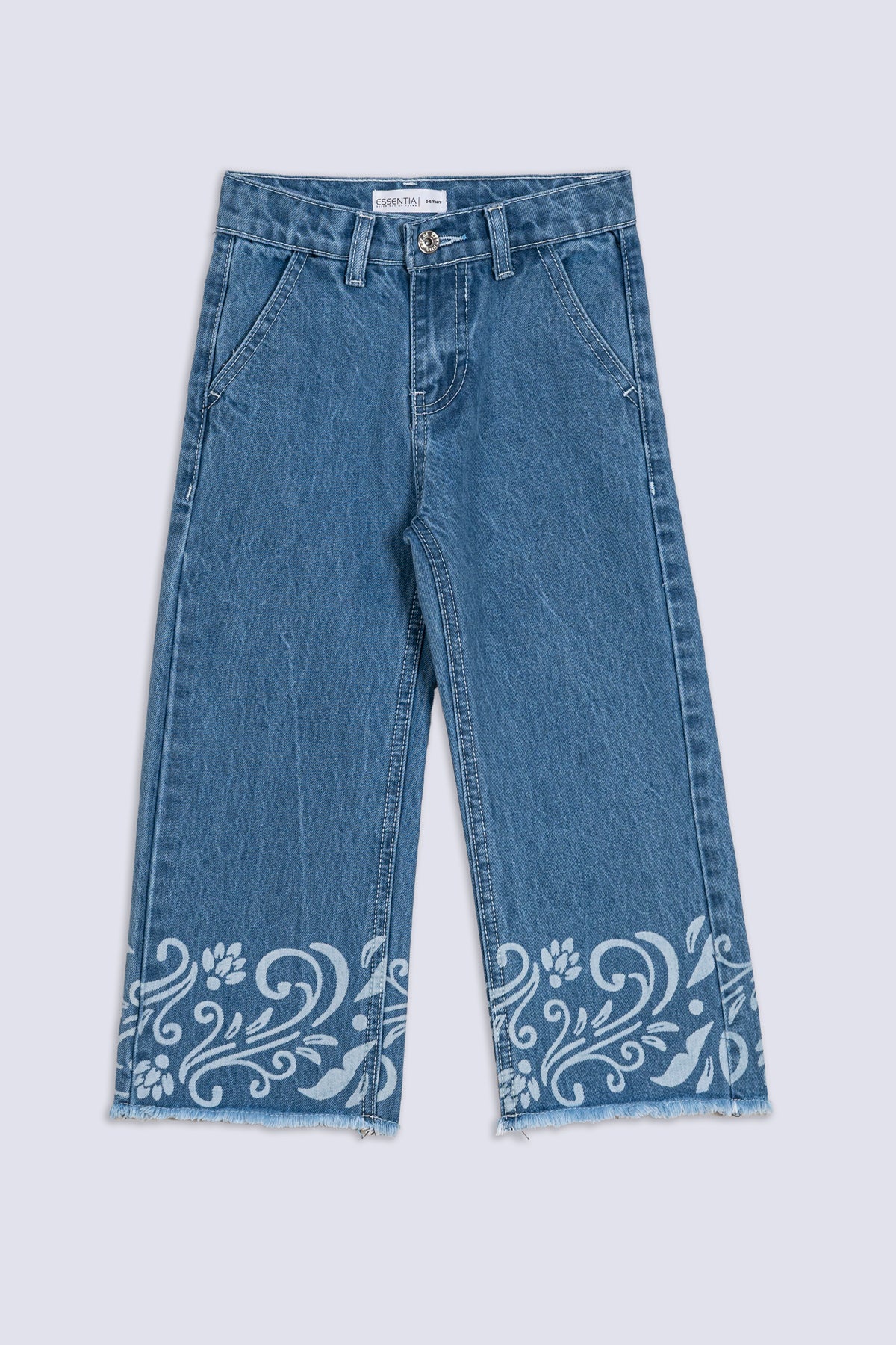 Girls' Floral Scroll Culotte Jean