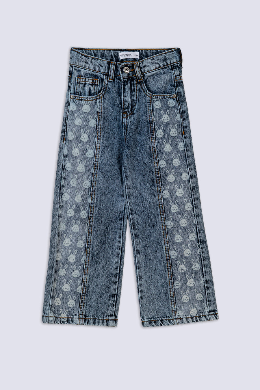 Bunny Print Wide Leg Jean